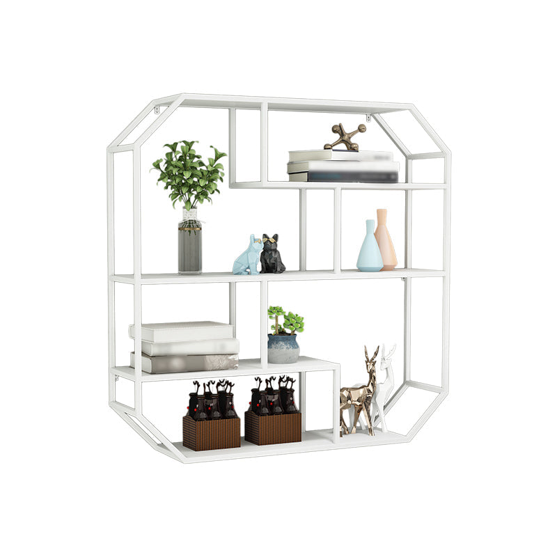 Iron Contemporary Wall Unit Bookshelf 4/5/6-Shelf Closed Back Bookshelf 27.6"L x 7.1"W x 31.5"H White Clearhalo 'Bookcases' 'furn' 'furn_bookcases' 'Furniture' 'furniture_bookcases' 'kitchen' 'kitchen_bookcases' 'Living Room Furniture' 'Office Furniture' 4708585