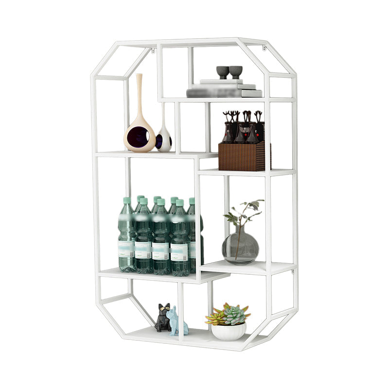 Iron Contemporary Wall Unit Bookshelf 4/5/6-Shelf Closed Back Bookshelf 25.6"L x 7.1"W x 39.4"H White Clearhalo 'Bookcases' 'furn' 'furn_bookcases' 'Furniture' 'furniture_bookcases' 'kitchen' 'kitchen_bookcases' 'Living Room Furniture' 'Office Furniture' 4708587