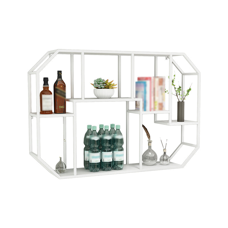 Iron Contemporary Wall Unit Bookshelf 4/5/6-Shelf Closed Back Bookshelf 39.4"L x 7.1"W x 25.6"H White Clearhalo 'Bookcases' 'furn' 'furn_bookcases' 'Furniture' 'furniture_bookcases' 'kitchen' 'kitchen_bookcases' 'Living Room Furniture' 'Office Furniture' 4708589