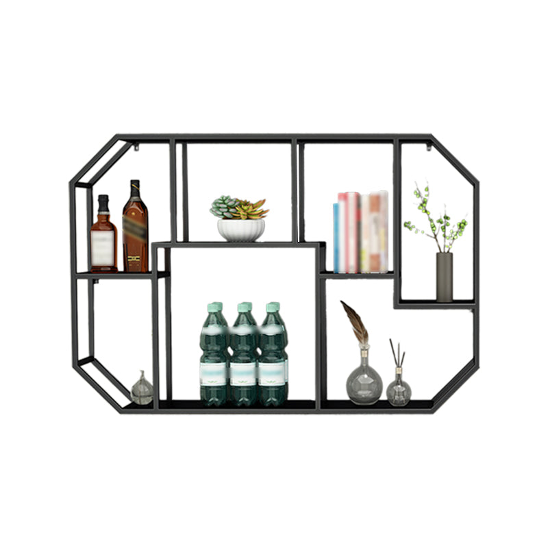 Iron Contemporary Wall Unit Bookshelf 4/5/6-Shelf Closed Back Bookshelf 39.4"L x 7.1"W x 25.6"H Black Clearhalo 'Bookcases' 'furn' 'furn_bookcases' 'Furniture' 'furniture_bookcases' 'kitchen' 'kitchen_bookcases' 'Living Room Furniture' 'Office Furniture' 4708592