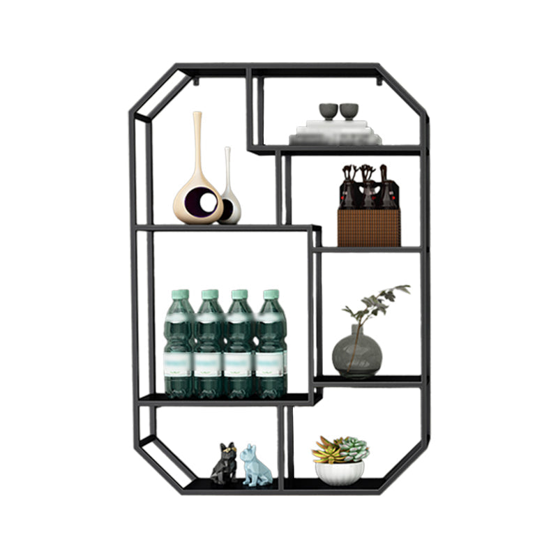 Iron Contemporary Wall Unit Bookshelf 4/5/6-Shelf Closed Back Bookshelf 25.6"L x 7.1"W x 39.4"H Black Clearhalo 'Bookcases' 'furn' 'furn_bookcases' 'Furniture' 'furniture_bookcases' 'kitchen' 'kitchen_bookcases' 'Living Room Furniture' 'Office Furniture' 4708594