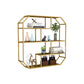 Iron Contemporary Wall Unit Bookshelf 4/5/6-Shelf Closed Back Bookshelf 27.6"L x 7.1"W x 31.5"H Gold Clearhalo 'Bookcases' 'furn' 'furn_bookcases' 'Furniture' 'furniture_bookcases' 'kitchen' 'kitchen_bookcases' 'Living Room Furniture' 'Office Furniture' 4708596