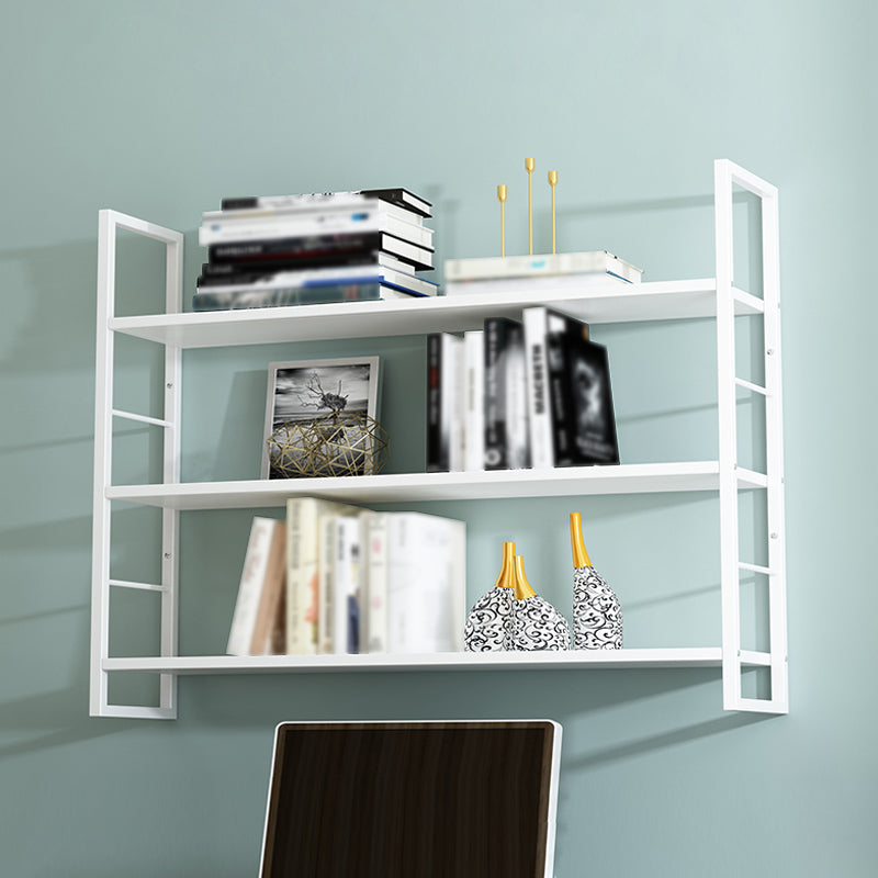 Industrial Wall Mounted Bookshelf Black and White Iron Shelf for Home 39.4"L x 9.4"W x 37.8"H White Clearhalo 'Bookcases' 'furn' 'furn_bookcases' 'Furniture' 'furniture_bookcases' 'kitchen' 'kitchen_bookcases' 'Living Room Furniture' 'Office Furniture' 4708673