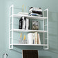 Industrial Wall Mounted Bookshelf Black and White Iron Shelf for Home 23.6"L x 9.4"W x 37.8"H White Clearhalo 'Bookcases' 'furn' 'furn_bookcases' 'Furniture' 'furniture_bookcases' 'kitchen' 'kitchen_bookcases' 'Living Room Furniture' 'Office Furniture' 4708675