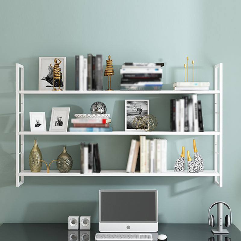 Industrial Wall Mounted Bookshelf Black and White Iron Shelf for Home 47.2"L x 9.4"W x 37.8"H White Clearhalo 'Bookcases' 'furn' 'furn_bookcases' 'Furniture' 'furniture_bookcases' 'kitchen' 'kitchen_bookcases' 'Living Room Furniture' 'Office Furniture' 4708676