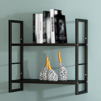 Industrial Wall Mounted Bookshelf Black and White Iron Shelf for Home 23.6"L x 9.4"W x 26"H Black Clearhalo 'Bookcases' 'furn' 'furn_bookcases' 'Furniture' 'furniture_bookcases' 'kitchen' 'kitchen_bookcases' 'Living Room Furniture' 'Office Furniture' 4708680