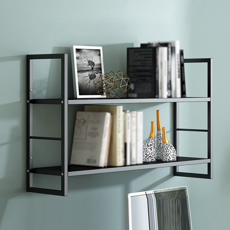 Industrial Wall Mounted Bookshelf Black and White Iron Shelf for Home 39.4"L x 9.4"W x 26"H Black Clearhalo 'Bookcases' 'furn' 'furn_bookcases' 'Furniture' 'furniture_bookcases' 'kitchen' 'kitchen_bookcases' 'Living Room Furniture' 'Office Furniture' 4708683