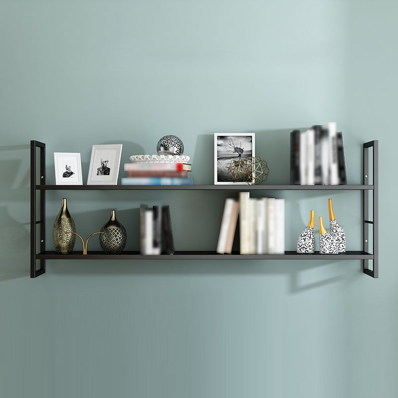 Industrial Wall Mounted Bookshelf Black and White Iron Shelf for Home 47.2"L x 9.4"W x 26"H Black Clearhalo 'Bookcases' 'furn' 'furn_bookcases' 'Furniture' 'furniture_bookcases' 'kitchen' 'kitchen_bookcases' 'Living Room Furniture' 'Office Furniture' 4708687