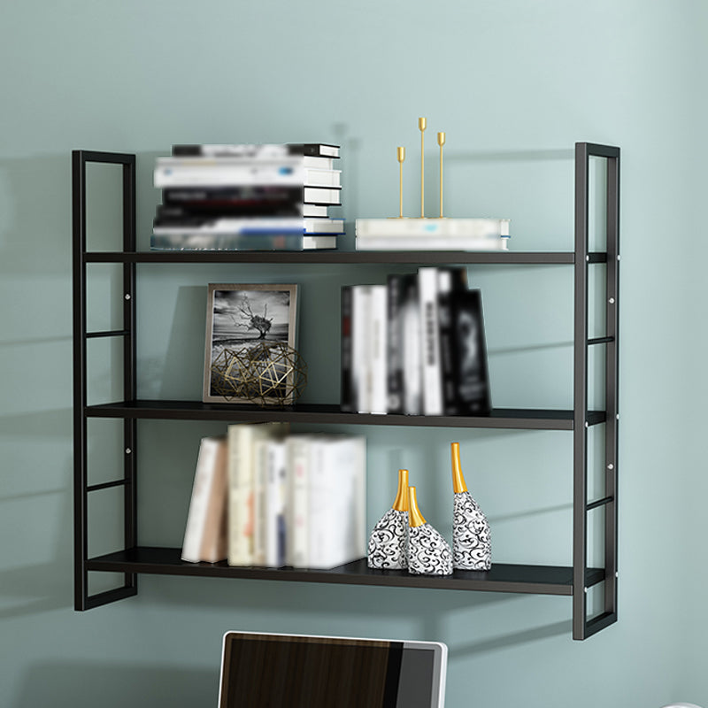 Industrial Wall Mounted Bookshelf Black and White Iron Shelf for Home 39.4"L x 9.4"W x 37.8"H Black Clearhalo 'Bookcases' 'furn' 'furn_bookcases' 'Furniture' 'furniture_bookcases' 'kitchen' 'kitchen_bookcases' 'Living Room Furniture' 'Office Furniture' 4708689