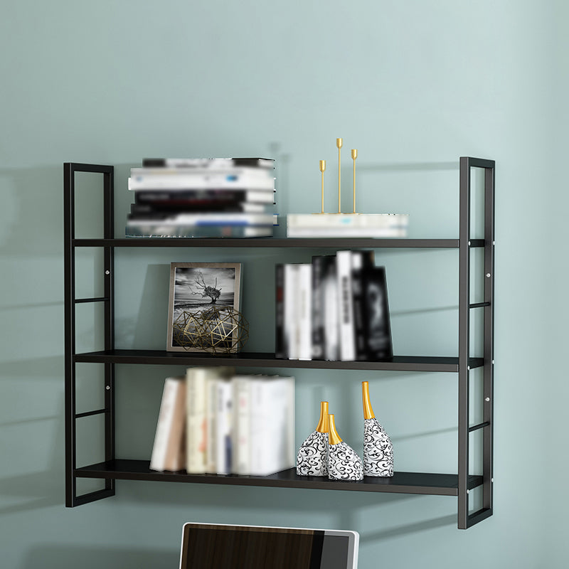 Industrial Wall Mounted Bookshelf Black and White Iron Shelf for Home 31.5"L x 9.4"W x 37.8"H Black Clearhalo 'Bookcases' 'furn' 'furn_bookcases' 'Furniture' 'furniture_bookcases' 'kitchen' 'kitchen_bookcases' 'Living Room Furniture' 'Office Furniture' 4708690