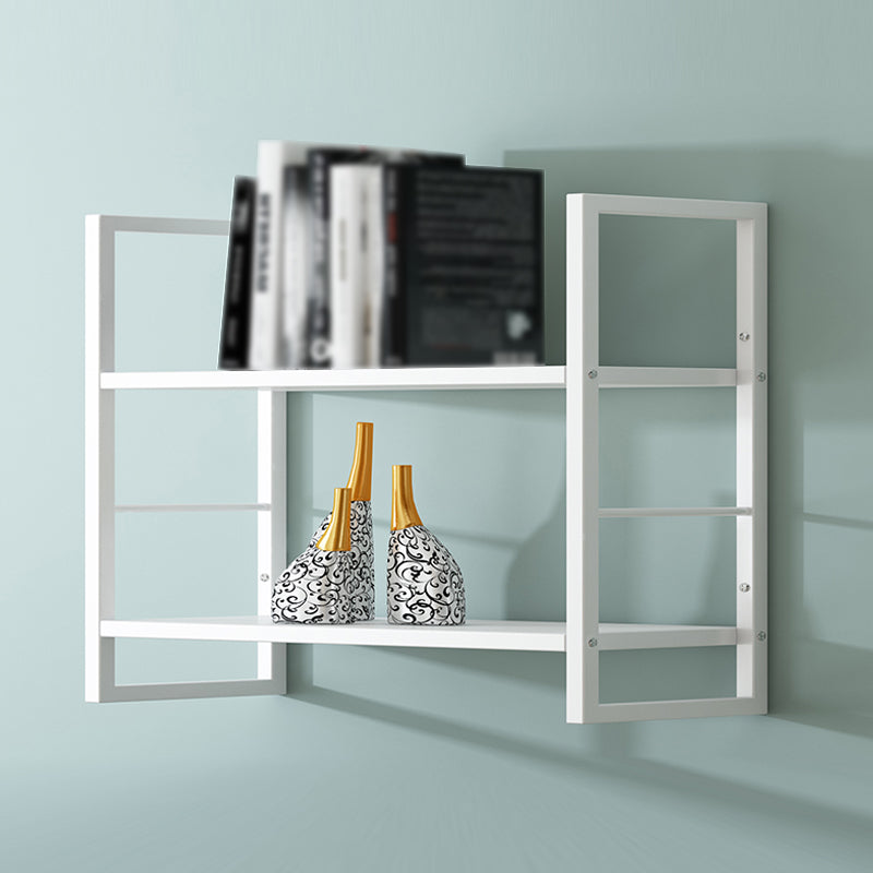 Industrial Wall Mounted Bookshelf Black and White Iron Shelf for Home 31.5"L x 9.4"W x 26"H White Clearhalo 'Bookcases' 'furn' 'furn_bookcases' 'Furniture' 'furniture_bookcases' 'kitchen' 'kitchen_bookcases' 'Living Room Furniture' 'Office Furniture' 4708695