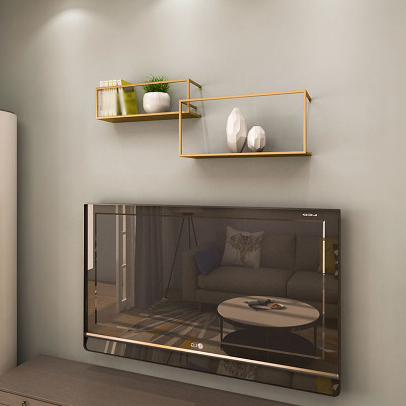 Gold/Black Wall Mounted Bookshelf Iron Modern Closed Back Shelf Clearhalo 'Bookcases' 'furn' 'furn_bookcases' 'Furniture' 'furniture_bookcases' 'kitchen' 'kitchen_bookcases' 'Living Room Furniture' 'Office Furniture' 4708708