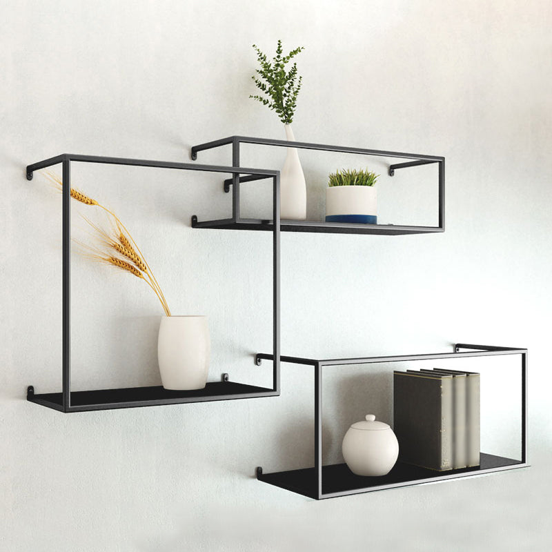 Gold/Black Wall Mounted Bookshelf Iron Modern Closed Back Shelf 37.4"L x 7.9"W x 28.3"H Black 3 Piece Set Clearhalo 'Bookcases' 'furn' 'furn_bookcases' 'Furniture' 'furniture_bookcases' 'kitchen' 'kitchen_bookcases' 'Living Room Furniture' 'Office Furniture' 4708717