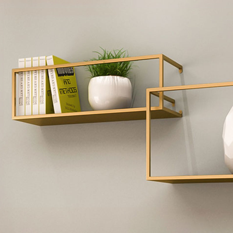 Gold/Black Wall Mounted Bookshelf Iron Modern Closed Back Shelf Clearhalo 'Bookcases' 'furn' 'furn_bookcases' 'Furniture' 'furniture_bookcases' 'kitchen' 'kitchen_bookcases' 'Living Room Furniture' 'Office Furniture' 4708719