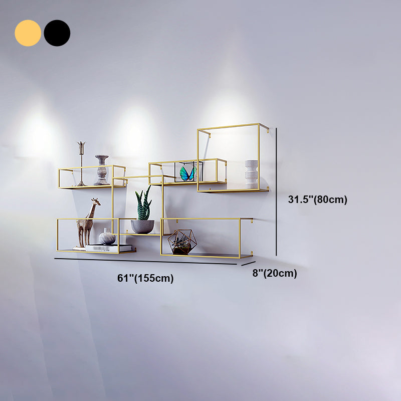 Gold/Black Wall Mounted Bookshelf Iron Modern Closed Back Shelf Clearhalo 'Bookcases' 'furn' 'furn_bookcases' 'Furniture' 'furniture_bookcases' 'kitchen' 'kitchen_bookcases' 'Living Room Furniture' 'Office Furniture' 4708730