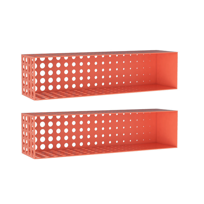 Contemporary Wall Unit Bookshelf Iron Horizontal Shelf,39.4"L x 9.8"W x 9.8"H Red 2 Piece Set Clearhalo 'Bookcases' 'furn' 'furn_bookcases' 'Furniture' 'furniture_bookcases' 'kitchen' 'kitchen_bookcases' 'Living Room Furniture' 'Office Furniture' 4708763