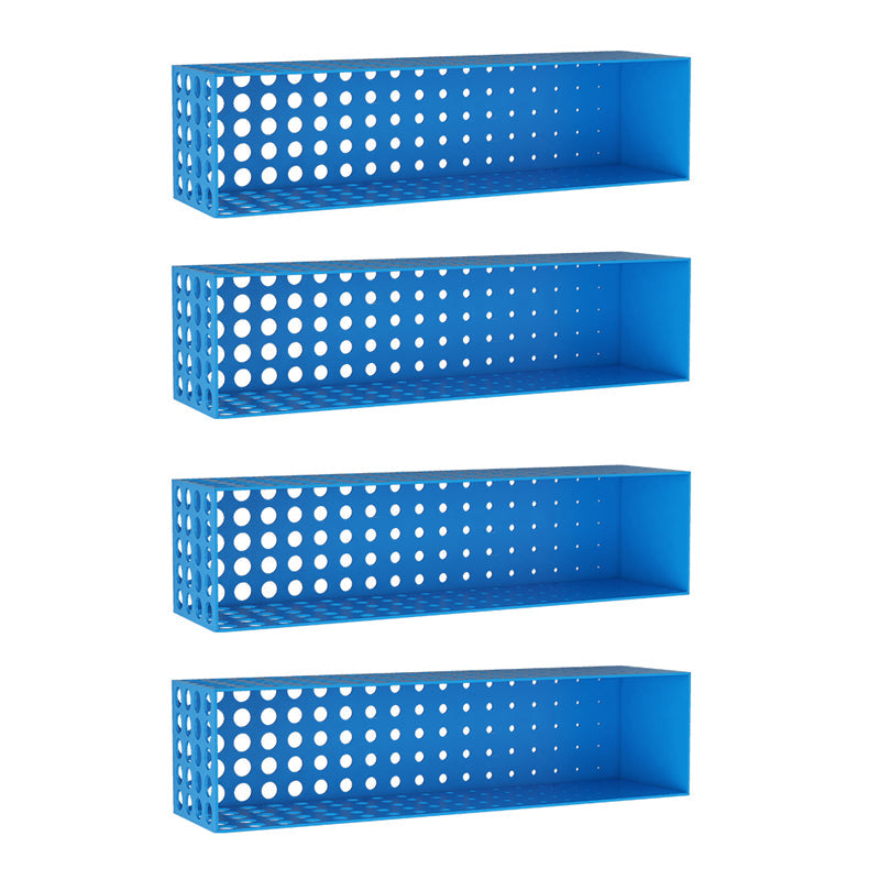 Contemporary Wall Unit Bookshelf Iron Horizontal Shelf,39.4"L x 9.8"W x 9.8"H Dark Blue 4 Piece Set Clearhalo 'Bookcases' 'furn' 'furn_bookcases' 'Furniture' 'furniture_bookcases' 'kitchen' 'kitchen_bookcases' 'Living Room Furniture' 'Office Furniture' 4708764