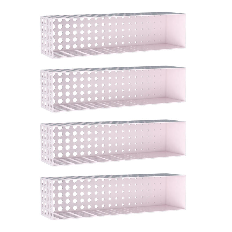 Contemporary Wall Unit Bookshelf Iron Horizontal Shelf,39.4"L x 9.8"W x 9.8"H Light Pink 4 Piece Set Clearhalo 'Bookcases' 'furn' 'furn_bookcases' 'Furniture' 'furniture_bookcases' 'kitchen' 'kitchen_bookcases' 'Living Room Furniture' 'Office Furniture' 4708765