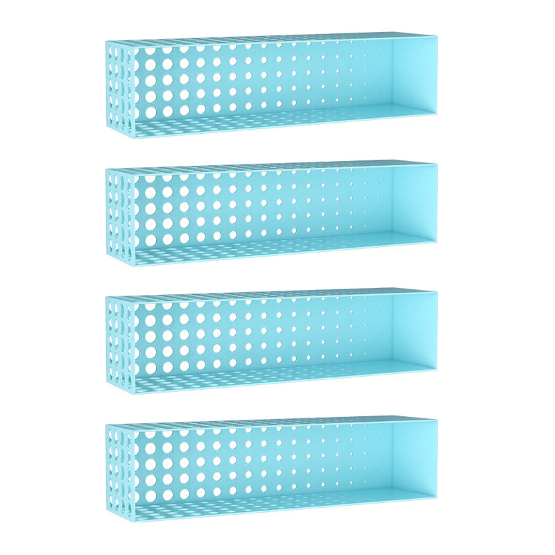 Contemporary Wall Unit Bookshelf Iron Horizontal Shelf,39.4"L x 9.8"W x 9.8"H Sky Blue 4 Piece Set Clearhalo 'Bookcases' 'furn' 'furn_bookcases' 'Furniture' 'furniture_bookcases' 'kitchen' 'kitchen_bookcases' 'Living Room Furniture' 'Office Furniture' 4708768