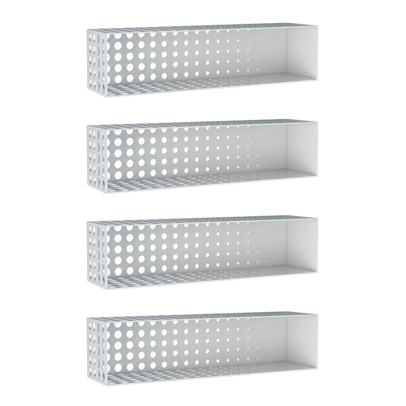 Contemporary Wall Unit Bookshelf Iron Horizontal Shelf,39.4"L x 9.8"W x 9.8"H Light Gray 4 Piece Set Clearhalo 'Bookcases' 'furn' 'furn_bookcases' 'Furniture' 'furniture_bookcases' 'kitchen' 'kitchen_bookcases' 'Living Room Furniture' 'Office Furniture' 4708770