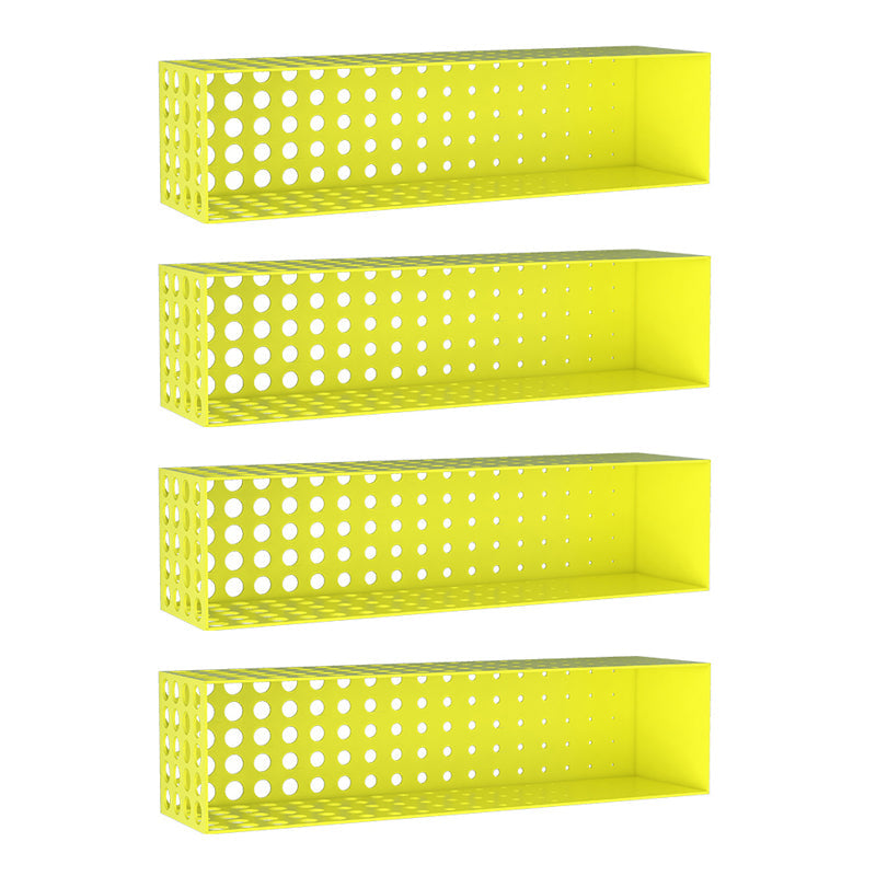 Contemporary Wall Unit Bookshelf Iron Horizontal Shelf,39.4"L x 9.8"W x 9.8"H Yellow 4 Piece Set Clearhalo 'Bookcases' 'furn' 'furn_bookcases' 'Furniture' 'furniture_bookcases' 'kitchen' 'kitchen_bookcases' 'Living Room Furniture' 'Office Furniture' 4708771