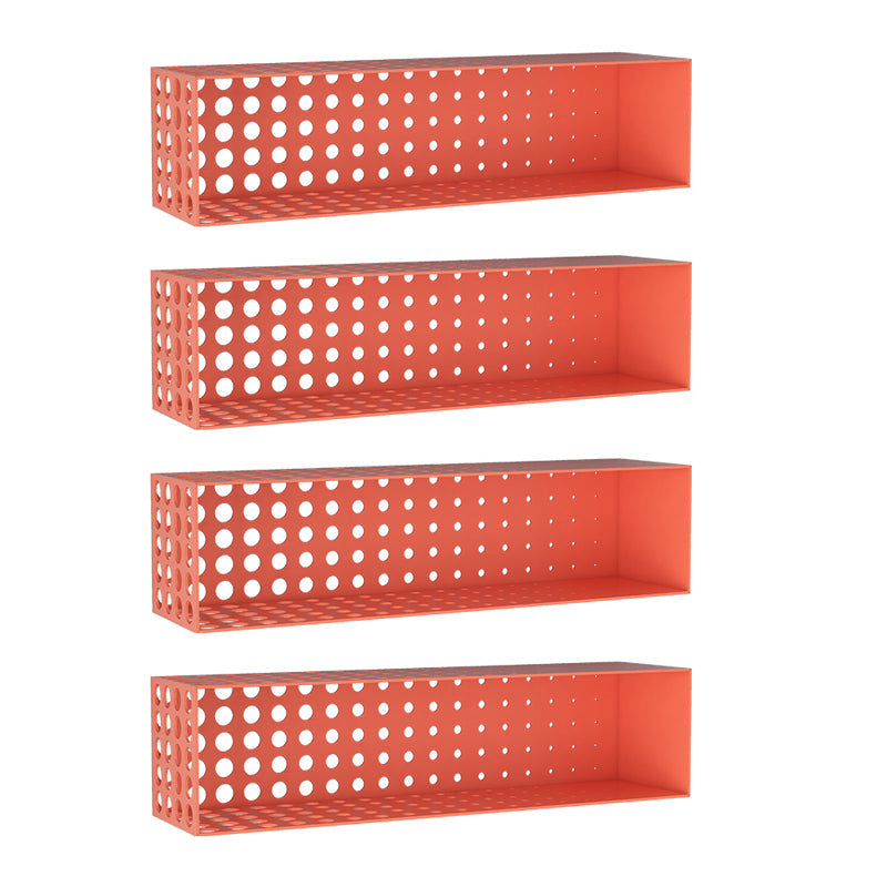 Contemporary Wall Unit Bookshelf Iron Horizontal Shelf,39.4"L x 9.8"W x 9.8"H Red 4 Piece Set Clearhalo 'Bookcases' 'furn' 'furn_bookcases' 'Furniture' 'furniture_bookcases' 'kitchen' 'kitchen_bookcases' 'Living Room Furniture' 'Office Furniture' 4708772