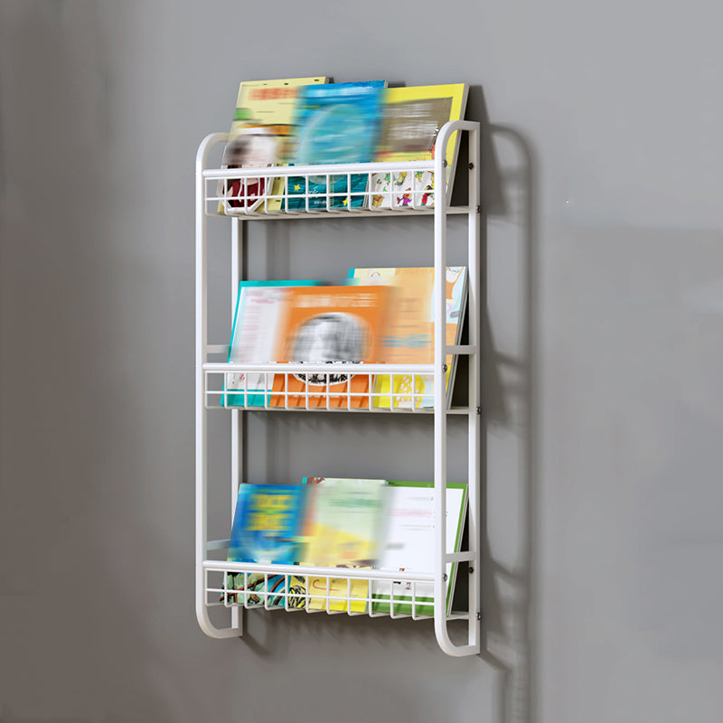 White Bookshelf Contemporary Style Wall Mounted Bookcase for Home Office 20.3"L x 4.6"W x 34.5"H Clearhalo 'Bookcases' 'furn' 'furn_bookcases' 'Furniture' 'furniture_bookcases' 'kitchen' 'kitchen_bookcases' 'Living Room Furniture' 'Office Furniture' 4708776