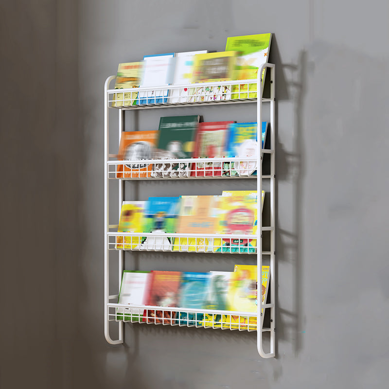 White Bookshelf Contemporary Style Wall Mounted Bookcase for Home Office 32.1"L x 4.6"W x 47.2"H Clearhalo 'Bookcases' 'furn' 'furn_bookcases' 'Furniture' 'furniture_bookcases' 'kitchen' 'kitchen_bookcases' 'Living Room Furniture' 'Office Furniture' 4708786