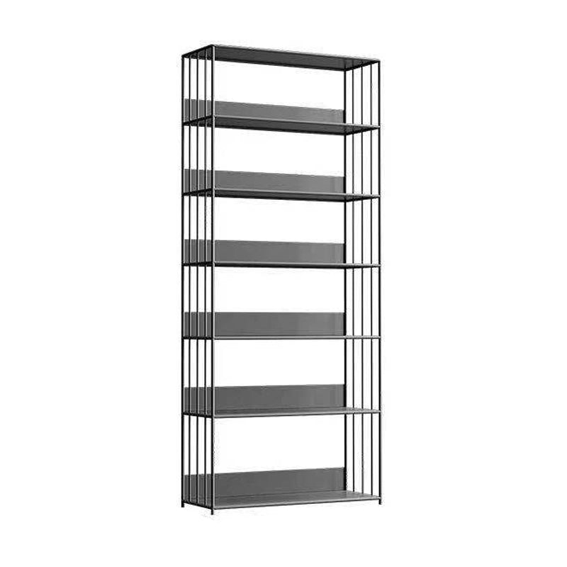 Open Metal Bookcase Modern Style Rectangular Shelve for Study Room 31.5"L x 11.8"W x 74.8"H Black Clearhalo 'Bookcases' 'furn' 'furn_bookcases' 'Furniture' 'furniture_bookcases' 'kitchen' 'kitchen_bookcases' 'Living Room Furniture' 'Office Furniture' 4708900