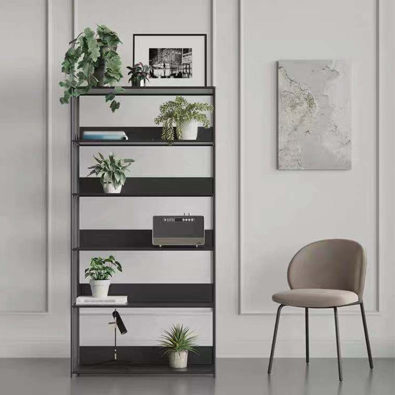 Open Metal Bookcase Modern Style Rectangular Shelve for Study Room 31.5"L x 11.8"W x 63"H Black Clearhalo 'Bookcases' 'furn' 'furn_bookcases' 'Furniture' 'furniture_bookcases' 'kitchen' 'kitchen_bookcases' 'Living Room Furniture' 'Office Furniture' 4708905