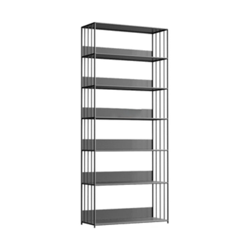 Open Metal Bookcase Modern Style Rectangular Shelve for Study Room 31.5"L x 11.8"W x 74.8"H Grey Clearhalo 'Bookcases' 'furn' 'furn_bookcases' 'Furniture' 'furniture_bookcases' 'kitchen' 'kitchen_bookcases' 'Living Room Furniture' 'Office Furniture' 4708909