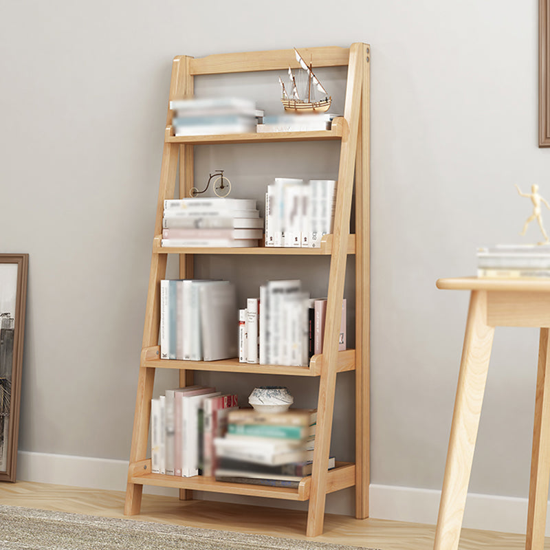 Modern Style Ladder Bookshelf Solid Wood Shelf Bookcase for Home 23.6"L x 13.4"W x 55.1"H Natural Clearhalo 'Bookcases' 'furn' 'furn_bookcases' 'Furniture' 'furniture_bookcases' 'kitchen' 'kitchen_bookcases' 'Living Room Furniture' 'Office Furniture' 4708943