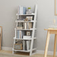 Modern Style Ladder Bookshelf Solid Wood Shelf Bookcase for Home 23.8"L x 15.6"W x 55.1"H White Clearhalo 'Bookcases' 'furn' 'furn_bookcases' 'Furniture' 'furniture_bookcases' 'kitchen' 'kitchen_bookcases' 'Living Room Furniture' 'Office Furniture' 4708944