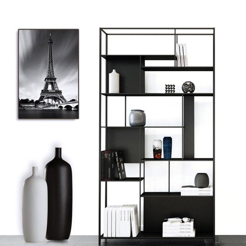 Industrial Style Metal Bookshelf Black Open Shelf Bookcase for Office Clearhalo 'Bookcases' 'furn' 'furn_bookcases' 'Furniture' 'furniture_bookcases' 'kitchen' 'kitchen_bookcases' 'Living Room Furniture' 'Office Furniture' 4708966