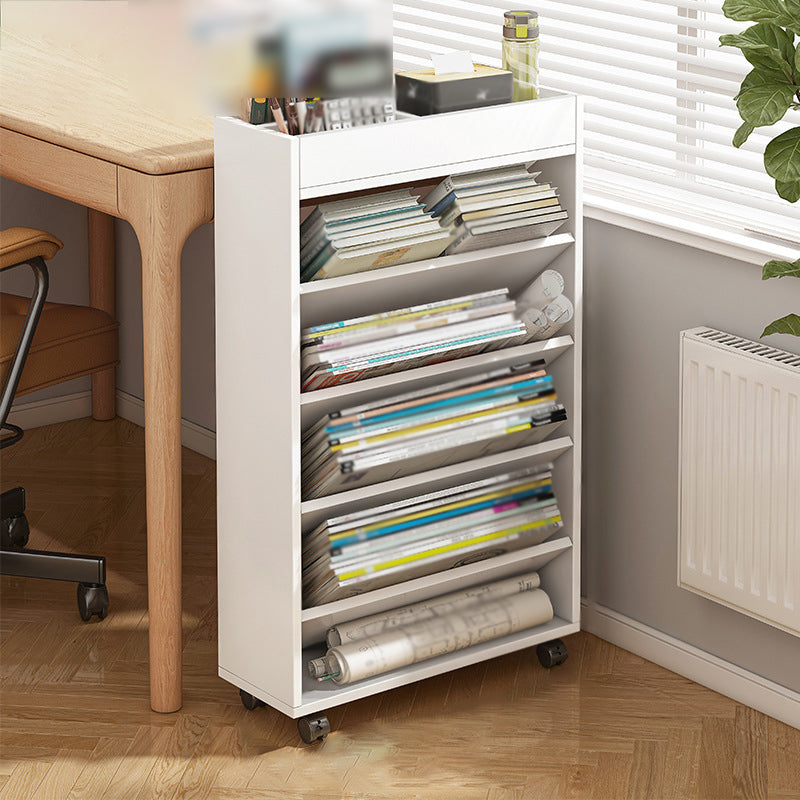 Wood Standard Bookcase Contemporary Style Closed Back Book Shelf 16.5"L x 6.7"W x 31.5"H White Clearhalo 'Bookcases' 'furn' 'furn_bookcases' 'Furniture' 'furniture_bookcases' 'kitchen' 'kitchen_bookcases' 'Living Room Furniture' 'Office Furniture' 4708982