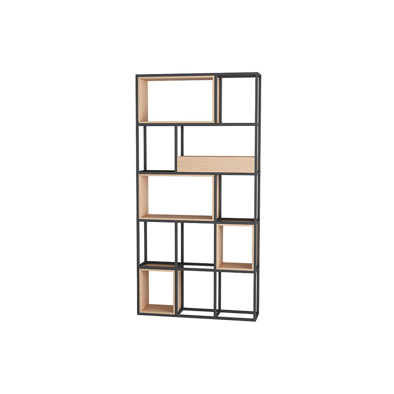 Open Metal Bookcase Minimalist Rectangular Shelf for Study Room 47.2"L x 9.8"W x 78.7"H Black Clearhalo 'Bookcases' 'furn' 'furn_bookcases' 'Furniture' 'furniture_bookcases' 'kitchen' 'kitchen_bookcases' 'Living Room Furniture' 'Office Furniture' 4709000