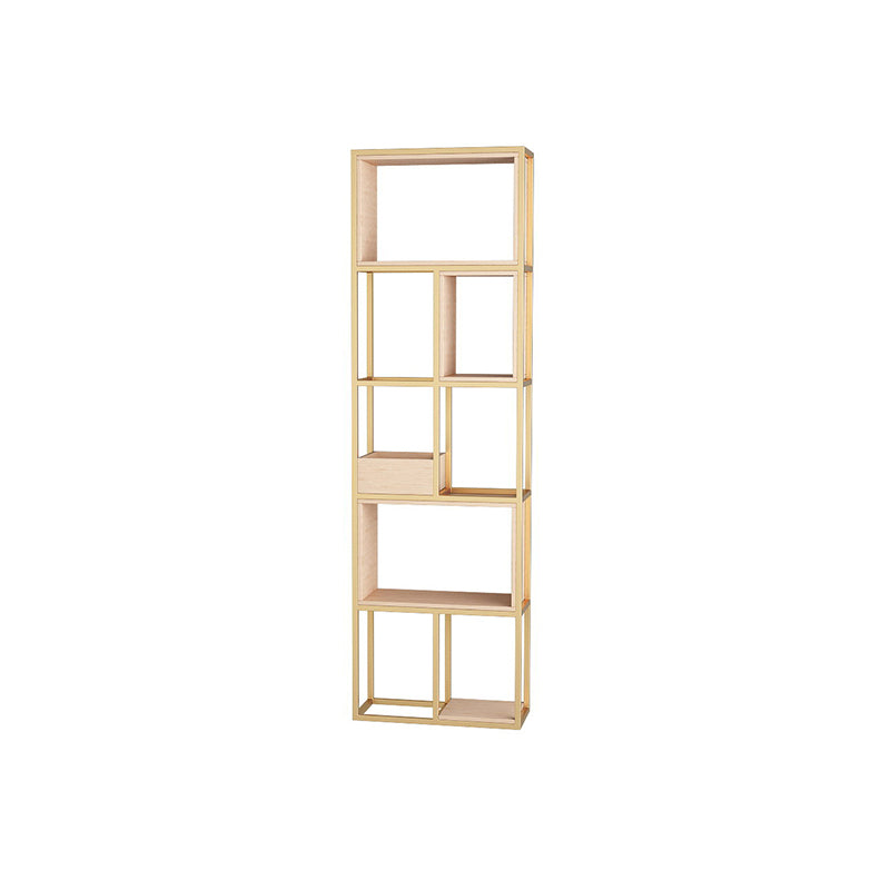 Open Metal Bookcase Minimalist Rectangular Shelf for Study Room 31.5"L x 9.8"W x 78.7"H Gold Clearhalo 'Bookcases' 'furn' 'furn_bookcases' 'Furniture' 'furniture_bookcases' 'kitchen' 'kitchen_bookcases' 'Living Room Furniture' 'Office Furniture' 4709001