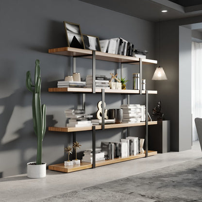 Industrial Style Open Bookshelf Etagere Shelf Bookcase for Home 59.1"L x 13.8"W x 58.3"H Clearhalo 'Bookcases' 'furn' 'furn_bookcases' 'Furniture' 'furniture_bookcases' 'kitchen' 'kitchen_bookcases' 'Living Room Furniture' 'Office Furniture' 4709009