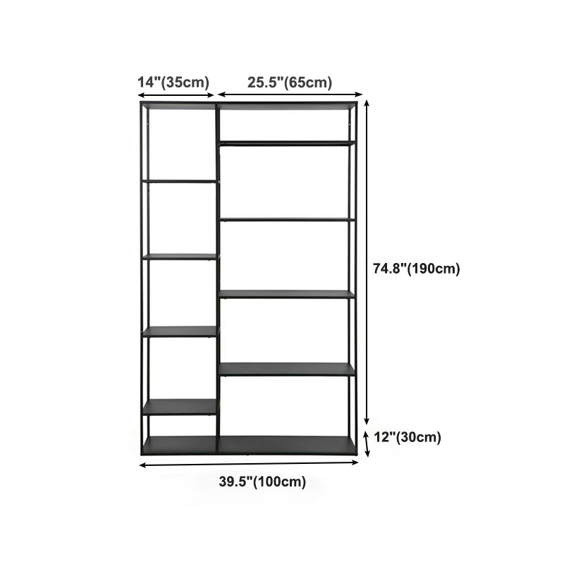 Minimalist Open Etagere Bookcase with Metal Rectangular Shelves Bookcase Clearhalo 'Bookcases' 'furn' 'furn_bookcases' 'Furniture' 'furniture_bookcases' 'kitchen' 'kitchen_bookcases' 'Living Room Furniture' 'Office Furniture' 4709037