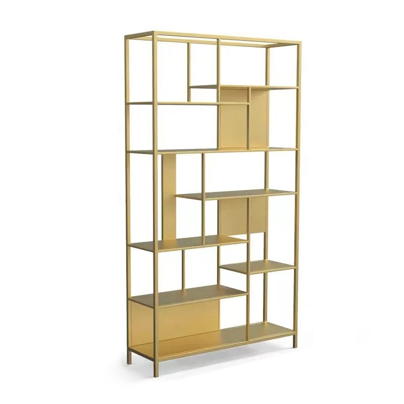 Open Etagere Bookcase Modern Style Shelf Bookcase with Metal Material Gold Clearhalo 'Bookcases' 'furn' 'furn_bookcases' 'Furniture' 'furniture_bookcases' 'kitchen' 'kitchen_bookcases' 'Living Room Furniture' 'Office Furniture' 4709053