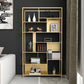Open Metal Etagere Bookcase Modern Shelf Bookcase with Shelves 39"L x 10"W x 71"H Gold Clearhalo 'Bookcases' 'furn' 'furn_bookcases' 'Furniture' 'furniture_bookcases' 'kitchen' 'kitchen_bookcases' 'Living Room Furniture' 'Office Furniture' 4709067