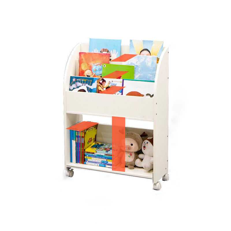 Contemporary Bookshelf Engineered Wood Open Shelf for Office with Caster Wheels White 24.9"L x 9.3"W x 33.5"H Clearhalo 'Bookcases' 'Furniture' 'furniture_bookcases' 'kitchen' 'kitchen_bookcases' 'Living Room Furniture' 'Office Furniture' 4709095