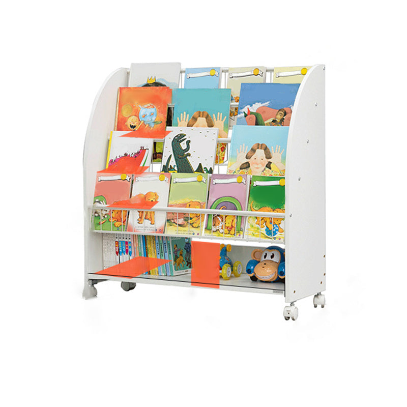 Contemporary Bookshelf Engineered Wood Open Shelf for Office with Caster Wheels White 32.8"L x 11.8"W x 33.9"H Clearhalo 'Bookcases' 'Furniture' 'furniture_bookcases' 'kitchen' 'kitchen_bookcases' 'Living Room Furniture' 'Office Furniture' 4709096