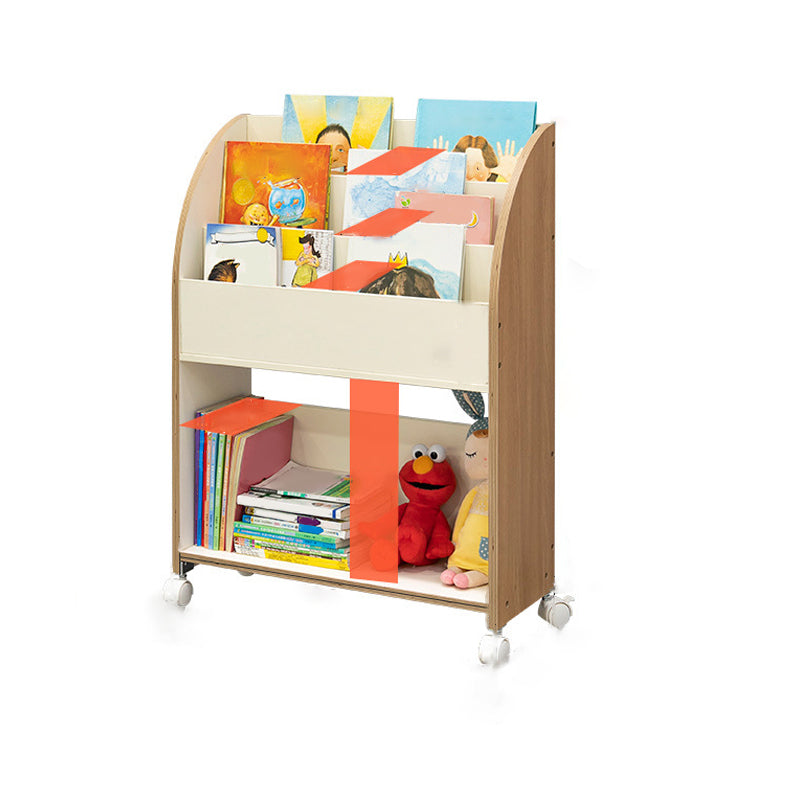 Contemporary Bookshelf Engineered Wood Open Shelf for Office with Caster Wheels Natural 24.9"L x 9.3"W x 33.5"H Clearhalo 'Bookcases' 'Furniture' 'furniture_bookcases' 'kitchen' 'kitchen_bookcases' 'Living Room Furniture' 'Office Furniture' 4709098