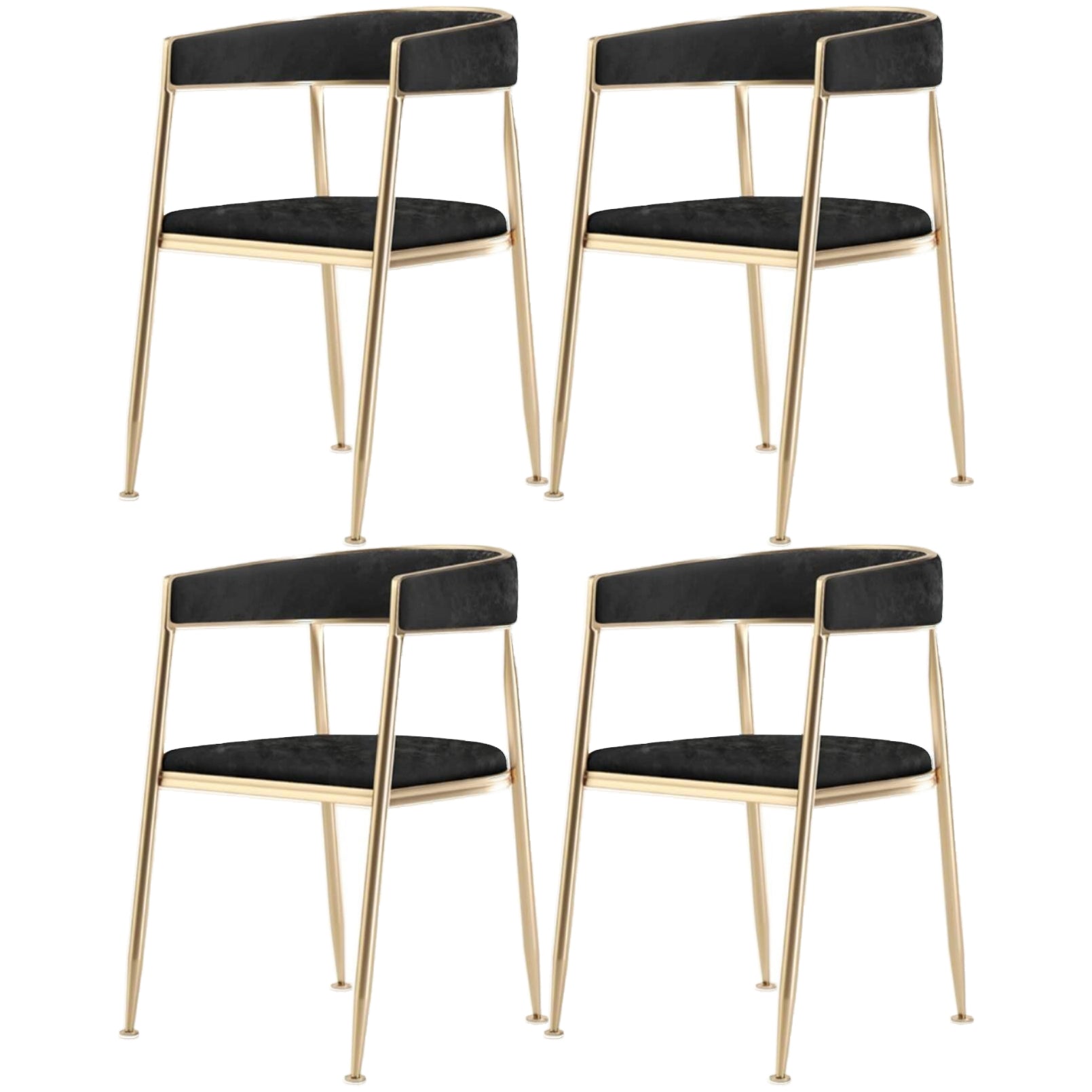 Glam 1/4/5 Pieces Dining Room Chair Set Rectangle Dining Table Set 4 Black Chairs Clearhalo 'Dining Room Sets' 'Dining Tables & Seating' 'dining_room_set' 'furn' 'furn_dining_room_set' 'Furniture' 'furniture_dining_room_set' 'Kitchen & Dining Furniture' 4713057