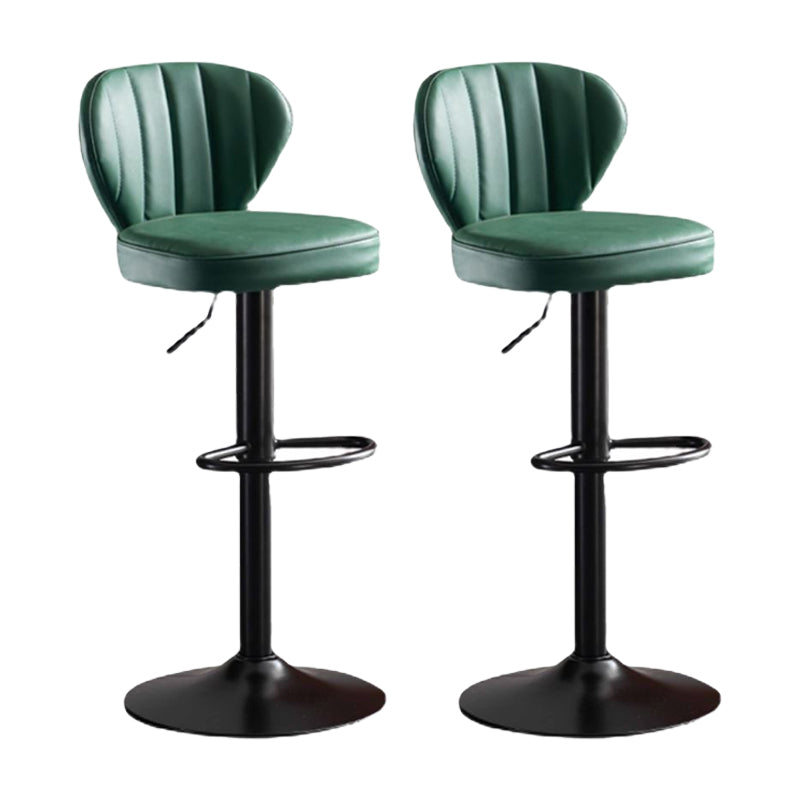 Industrial Design Armless Low Back Counter Stools for Home Leather Stools Dark Army Green 2 Piece Set Clearhalo 'Bar Furniture' 'Bar Stools' 'bar_stools' 'furn' 'furn_bar_stools' 'Furniture' 'furniture_bar_stools' 'Kitchen & Dining Furniture' 4713508