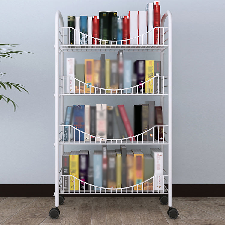 Steel Industrial Etagere Bookshelf Open Vertical Bookshelf with Caster Wheels Clearhalo 'Bookcases' 'furn' 'furn_bookcases' 'Furniture' 'furniture_bookcases' 'kitchen' 'kitchen_bookcases' 'Living Room Furniture' 'Office Furniture' 4718753