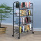 Steel Industrial Etagere Bookshelf Open Vertical Bookshelf with Caster Wheels 19.7"L x 10.6"W x 35.4"H Black Clearhalo 'Bookcases' 'furn' 'furn_bookcases' 'Furniture' 'furniture_bookcases' 'kitchen' 'kitchen_bookcases' 'Living Room Furniture' 'Office Furniture' 4718758