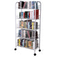 Steel Industrial Etagere Bookshelf Open Vertical Bookshelf with Caster Wheels Clearhalo 'Bookcases' 'furn' 'furn_bookcases' 'Furniture' 'furniture_bookcases' 'kitchen' 'kitchen_bookcases' 'Living Room Furniture' 'Office Furniture' 4718759