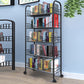 Steel Industrial Etagere Bookshelf Open Vertical Bookshelf with Caster Wheels 15.7"L x 10.6"W x 44.1"H Black Clearhalo 'Bookcases' 'furn' 'furn_bookcases' 'Furniture' 'furniture_bookcases' 'kitchen' 'kitchen_bookcases' 'Living Room Furniture' 'Office Furniture' 4718762